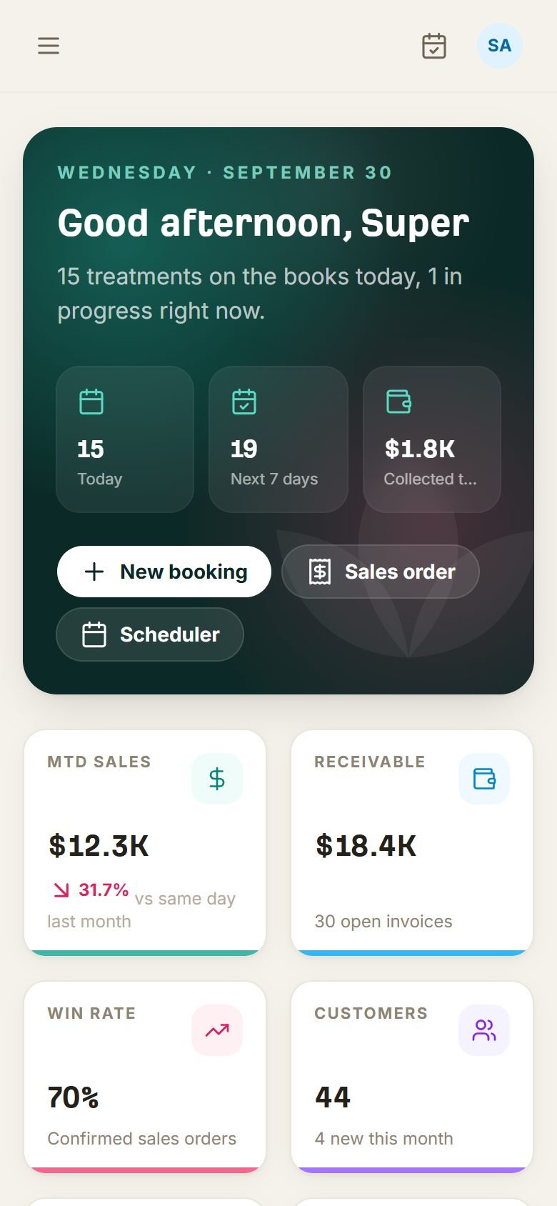 SWM dashboard on a phone