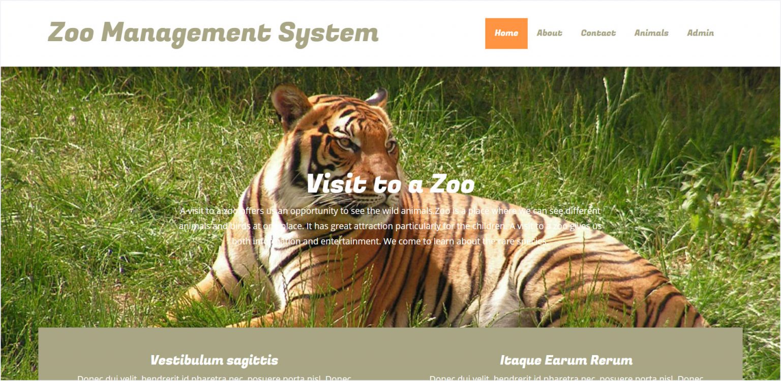 Free Zoo Management Software - Free Online Zoo Aquarium PHP Script