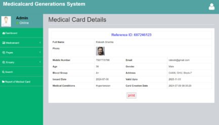 medical ID card generation PHP Script